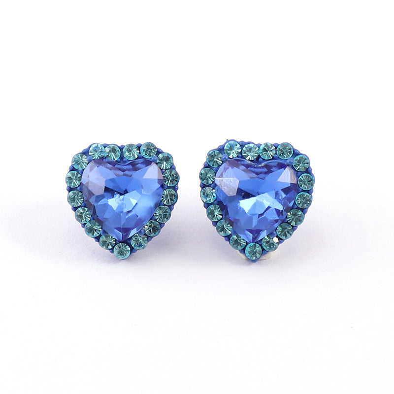 Pendientes De Cobre Con Diamantes En Forma De Corazón De Color Arcoíris Al Por Mayor